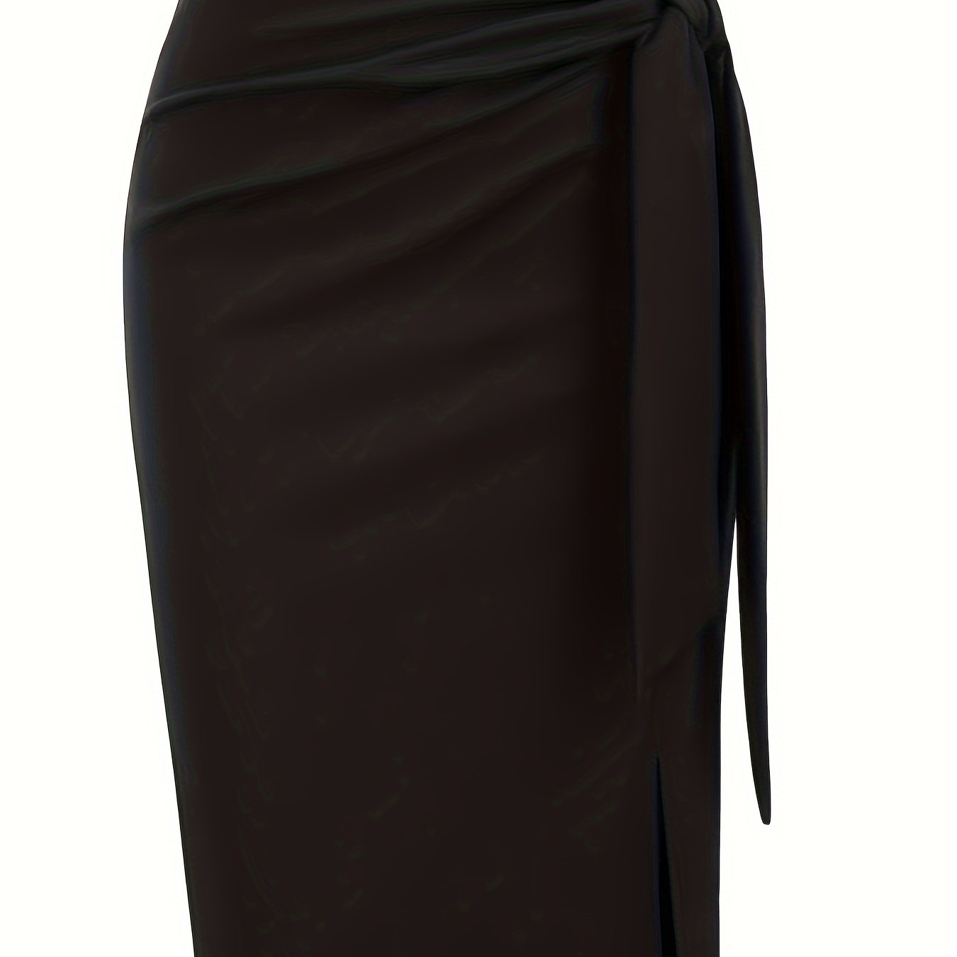 Women's Elegant Midi Skirt with Bow Detail and Slit – Perfect for Office & Festive Occasions