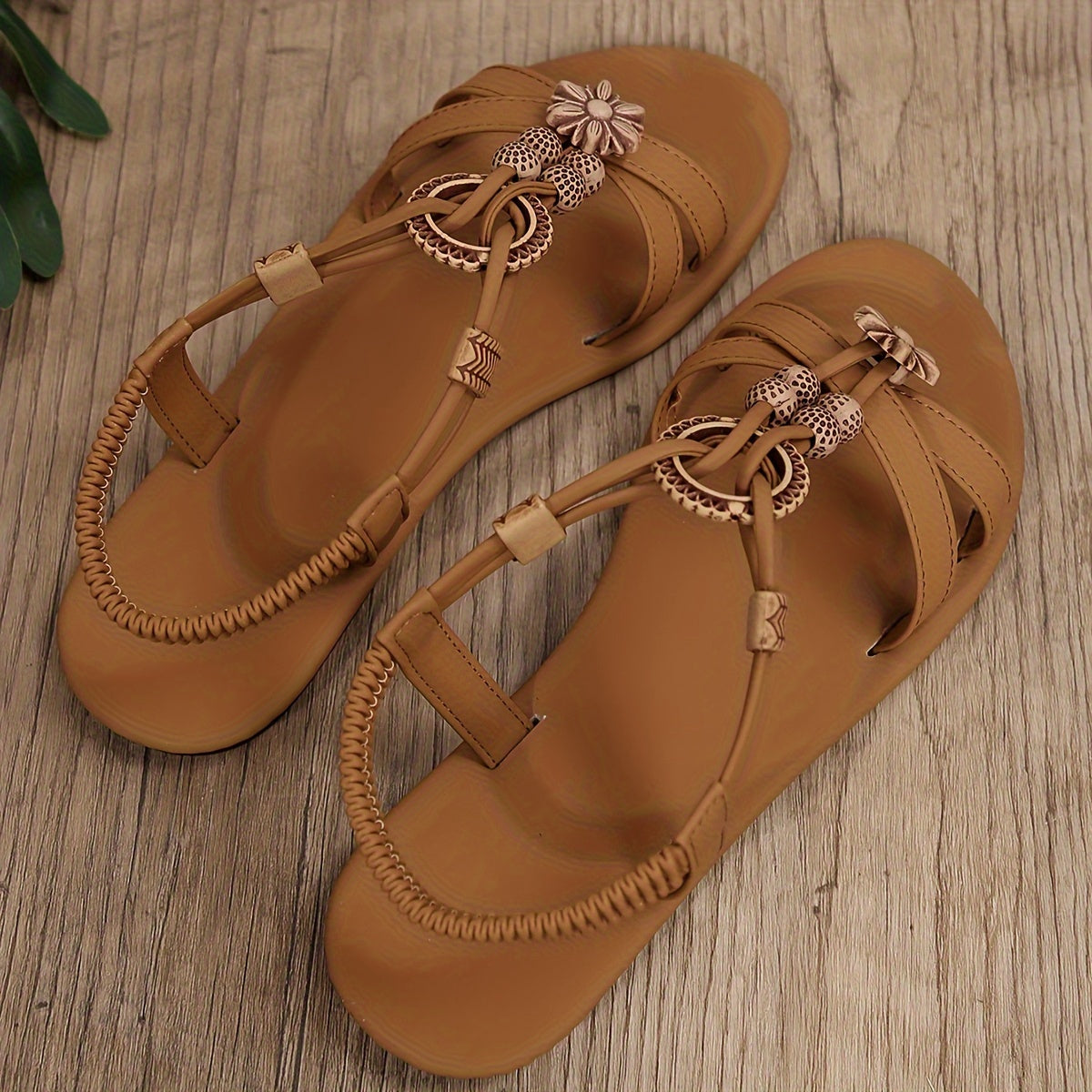Women's Casual Summer Sandals with Flower Appliqué, Comfortable Strappy Sandals for Everyday and Leisure