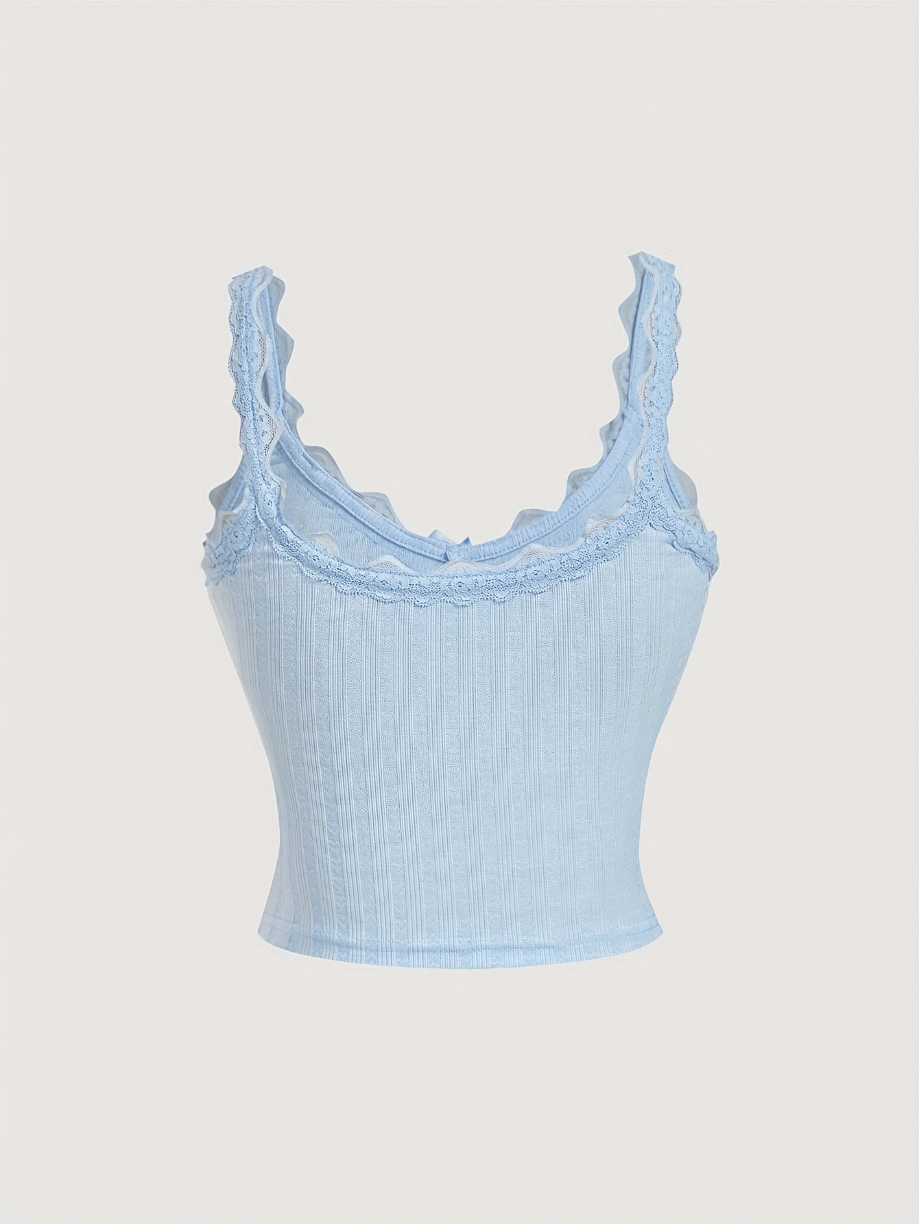 Women's Coquette-Style Camisole Top with Lace and Bow – Feminine Vintage Layering for Casual Wear