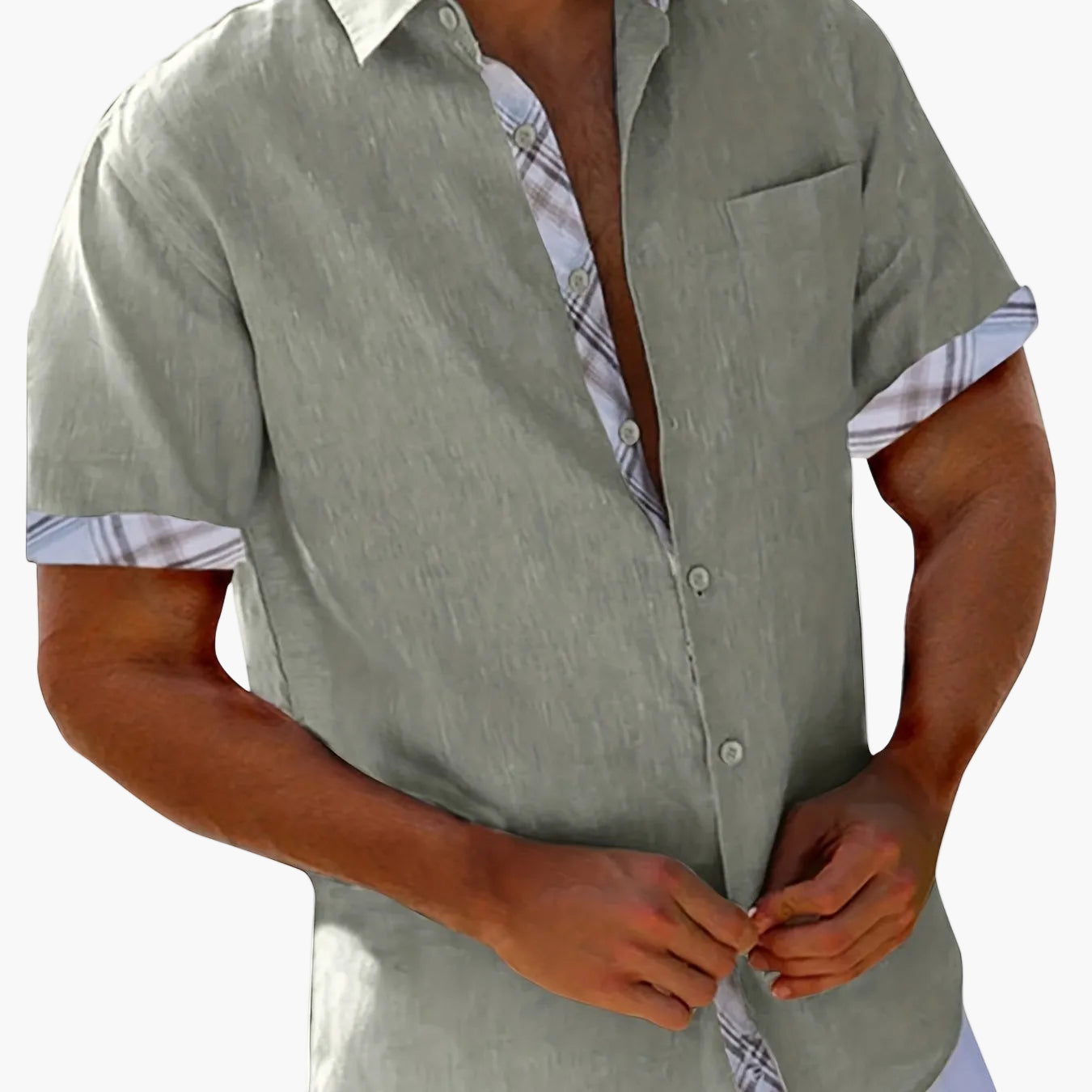 Men's Short-Sleeve Casual Shirt with Contrast Elements – Summer Shirt for Beach and Everyday Wear