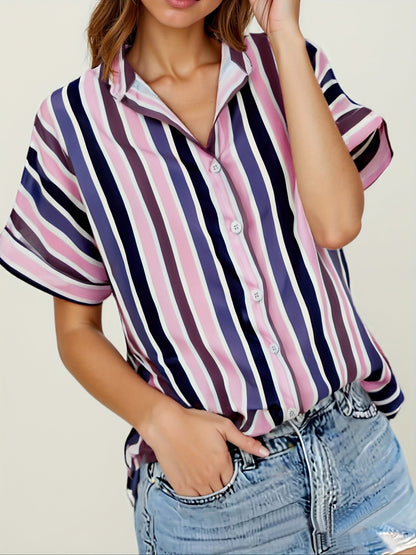 Women's summer blouse in striped look – Casual shirt for everyday and vacation