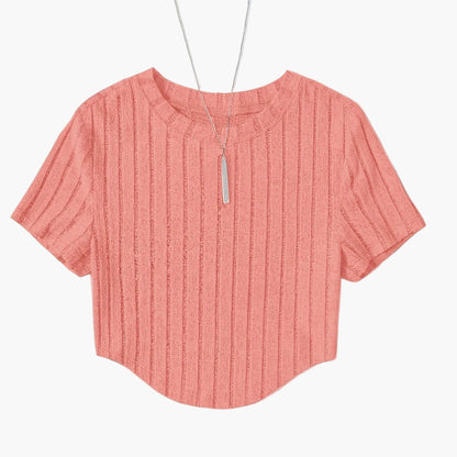 Women's Short-Sleeve Crop Top in Casual Style with Crew Neck – Perfect for Everyday and Leisure