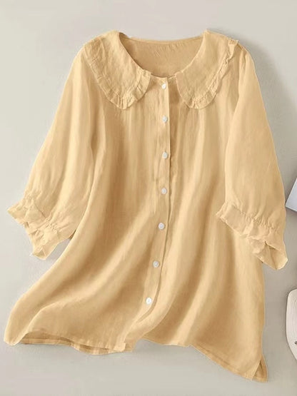 Samantha – Loose half-sleeve shirt with collar