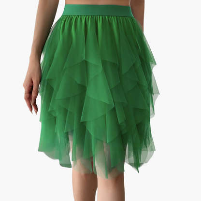 Damen Tüllrock mit Stufen-Design, Eleganter Lagenlook, Modisch für Freizeit und besondere Anlässe