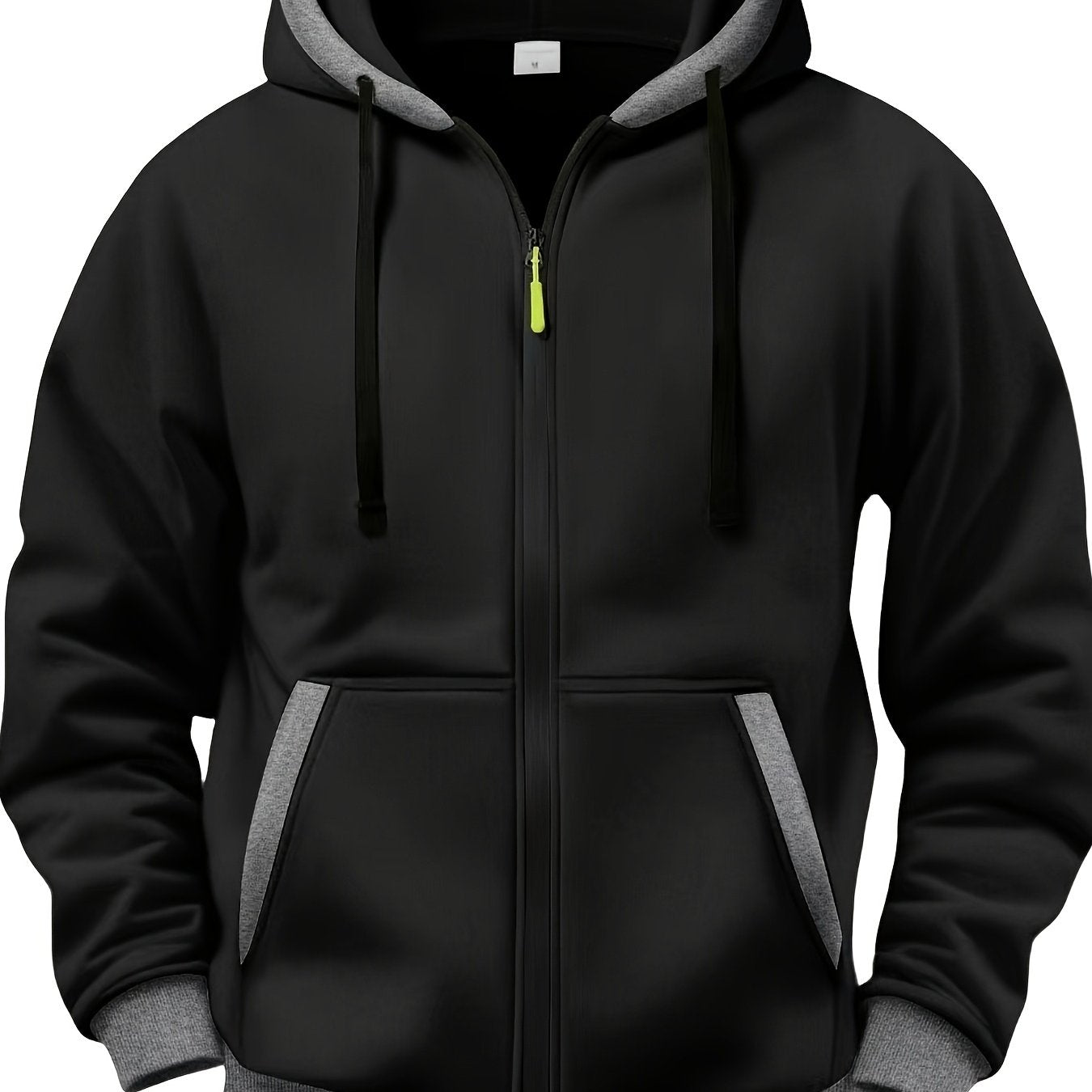 Unisex Kapuzenjacke mit Reißverschluss, kontrastfarbener Kapuze und Taschen, Rosa