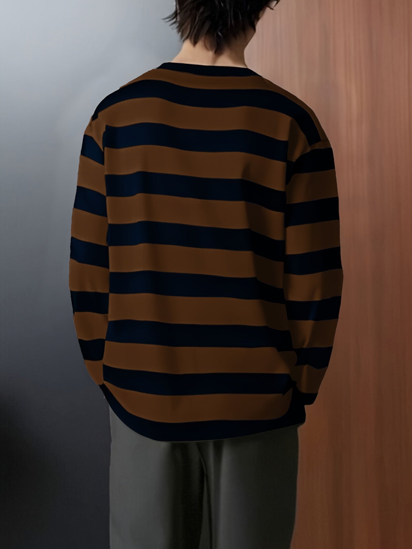 Gestreiftes Langarmshirt Rundhals Casual Passform