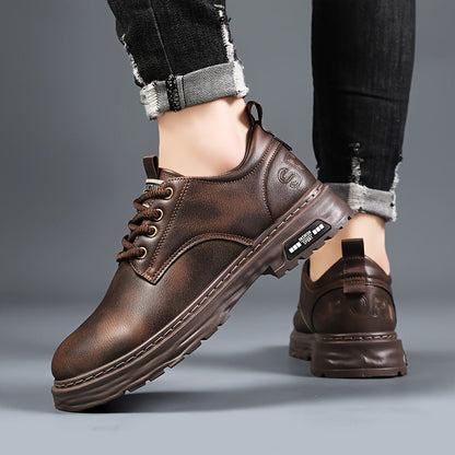 Men's black casual lace-up shoes with platform soles