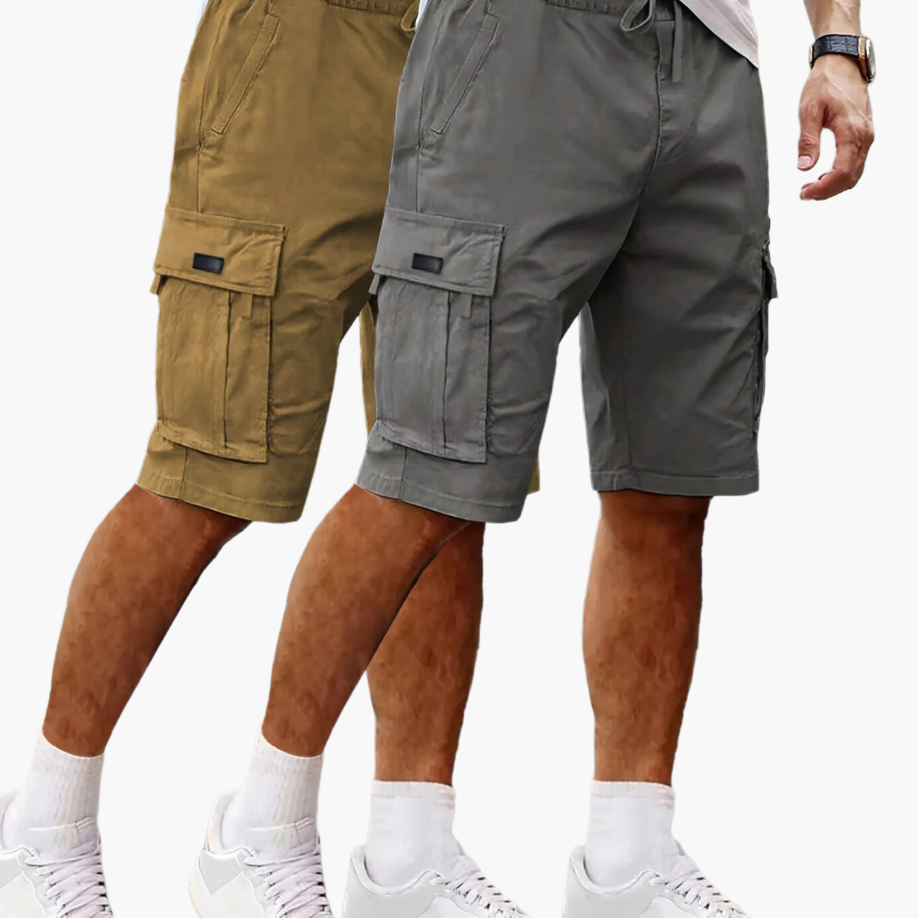 Men's Cargo Shorts 2-Pack – Casual Outdoor and Leisure Bermudas with Pockets