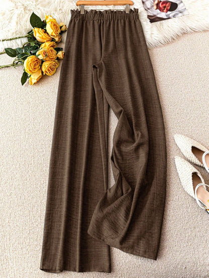 Damen Weite Freizeithose im Straight-Leg-Stil mit Kordelzug – Perfekt für Frühling & Sommer
