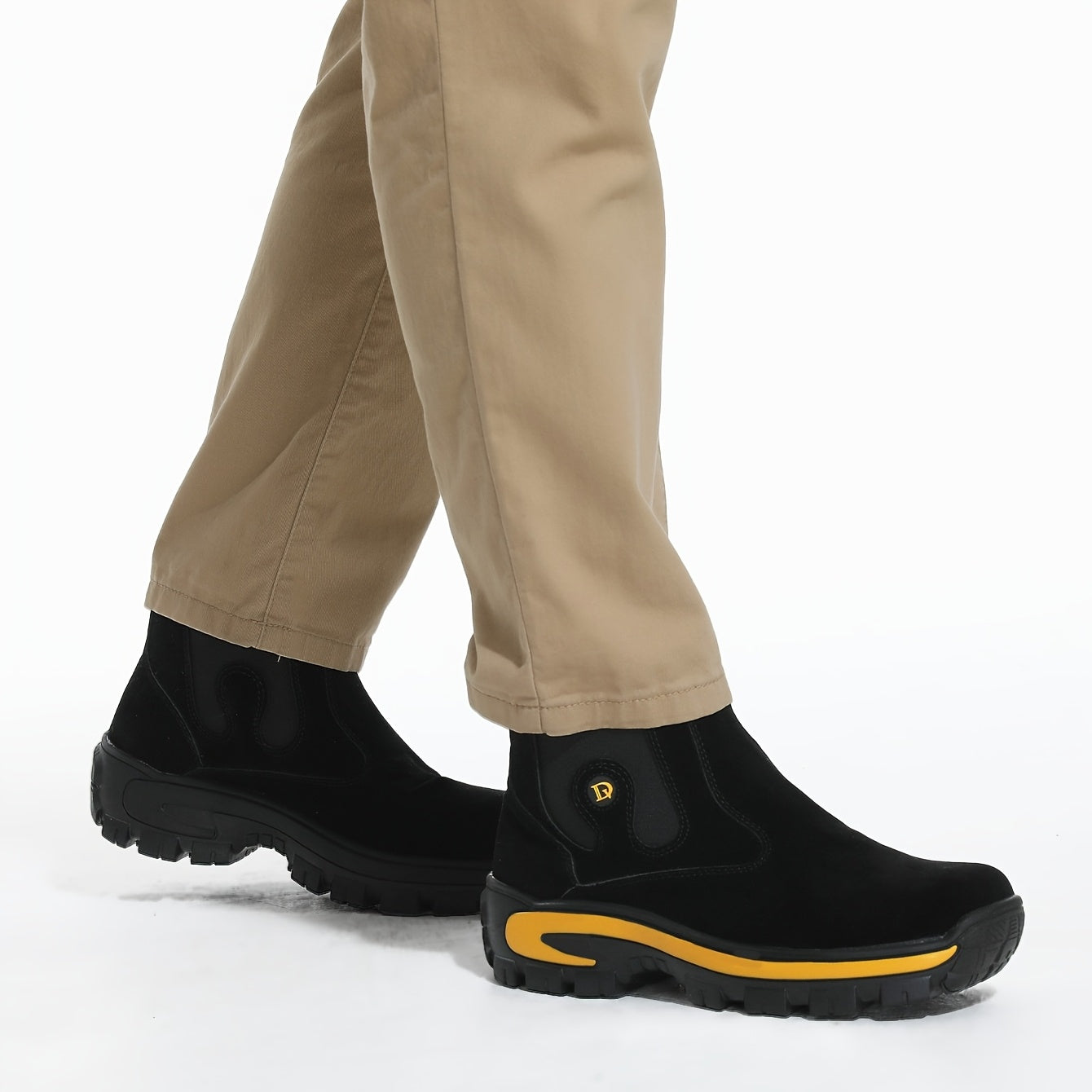 Chelsea Boots Herren Gelb Schwarz mit Profilsohle