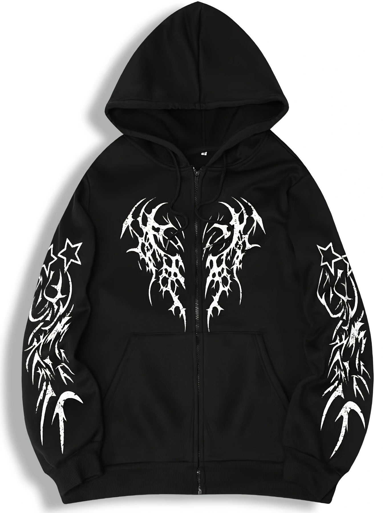 Hooded jacket with a zipper and graphic print