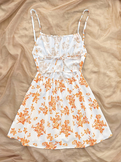 Women's Summer Mini Dress with Floral Pattern – Playful Casual Dress for Vacation & Everyday Wear