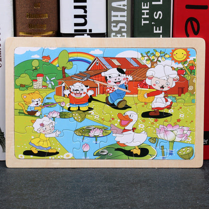 Children's Wooden Puzzle Set – Colorful Educational Toys in Storage Metal Box, from 3 Years, Unisex