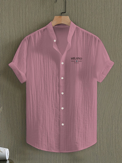 Men's Stand Collar Summer Casual Shirt with Button Placket – Urban Milano Design
