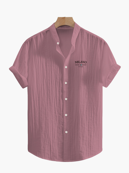 Men's Stand Collar Summer Casual Shirt with Button Placket – Urban Milano Design
