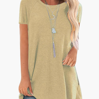 Women's Tunic Shirt Short Sleeve Loose Fit Casual Everyday