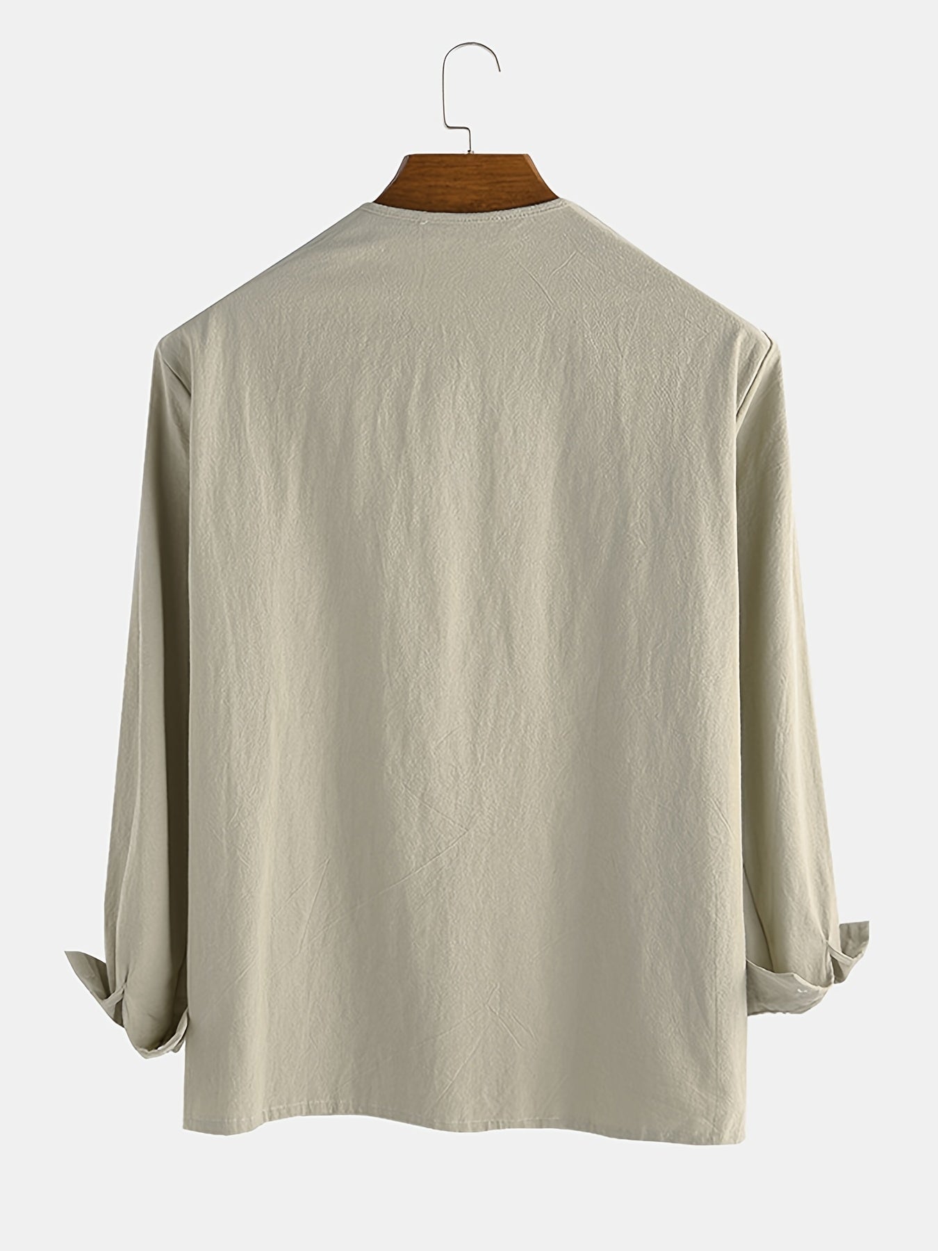 Herren Vintage Langarmshirt mit Schnürung und geometrischem Muster am Kragen