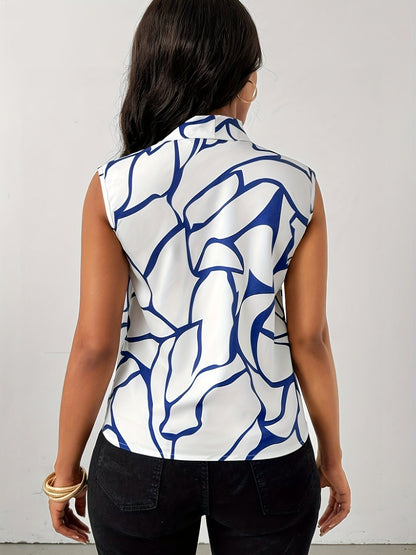 Women's Elegant Sleeveless Blouse with Modern Pattern for Office and Evening