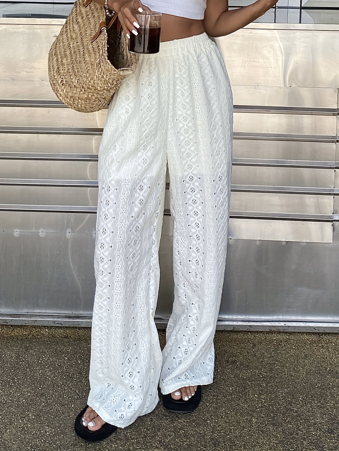 Damen Weite Spitzenhose im Boho-Stil für Sommer und Strand