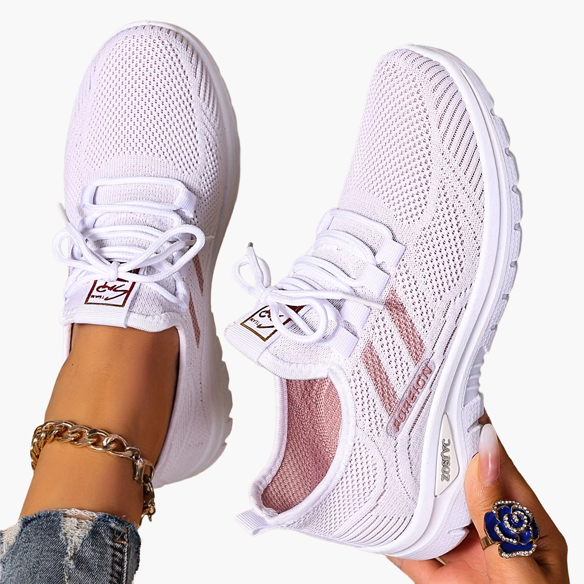 Women's Casual Sneakers with Laces – Comfortable Sports Shoes for Everyday & Fitness