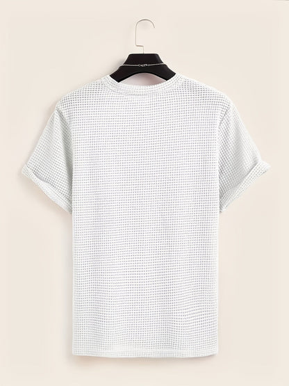 Men's short-sleeve T-shirt with modern mesh design and casual style