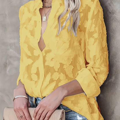 Women's blouse with floral texture and modern cut – stylish casual and office wear