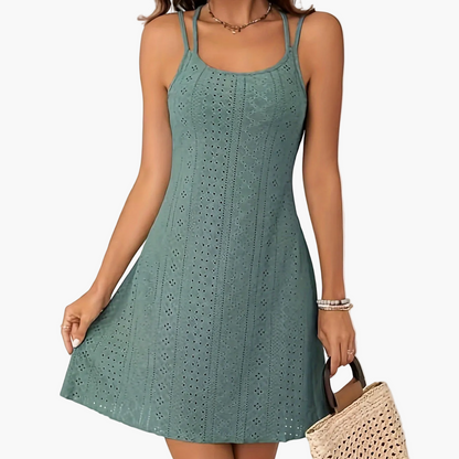 Women's Summer A-Line Mini Dress with Double Straps – Elegant Casual Look