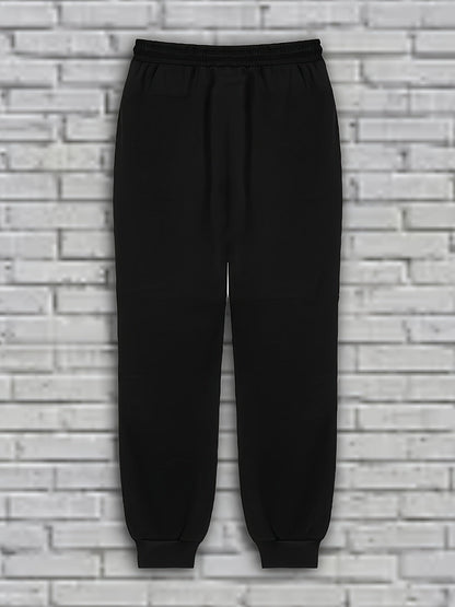 Men's two-piece set: quilted crew-neck pullover & jogging pants in white and black