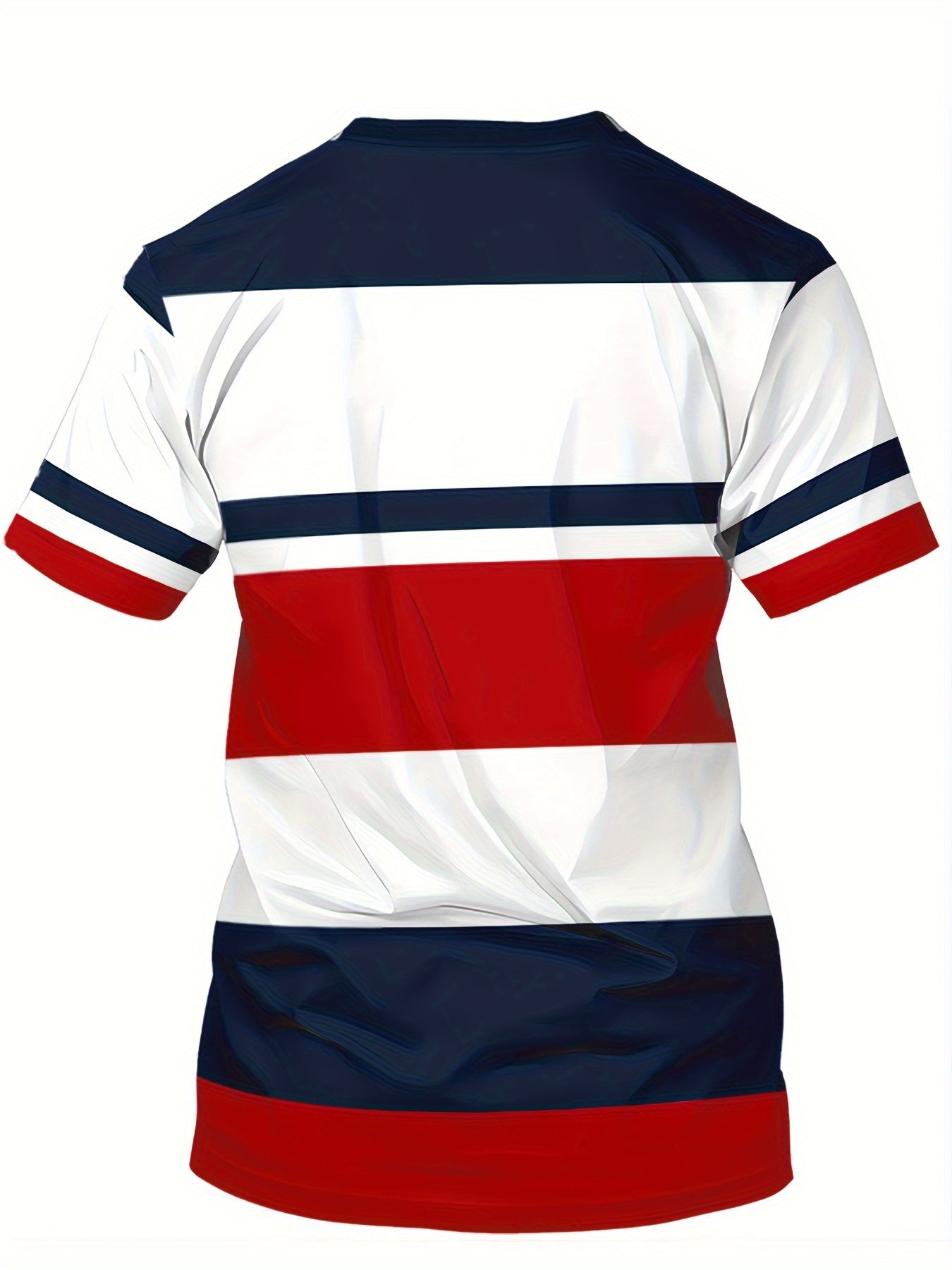 Men's Casual T-Shirt with Block Stripes and University Logo – Perfect for Everyday and Leisure