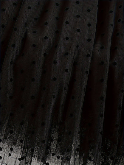 Women's Elegant Midi Skirt with Polka Dots and Flared Cut – Perfect for Spring and Summer