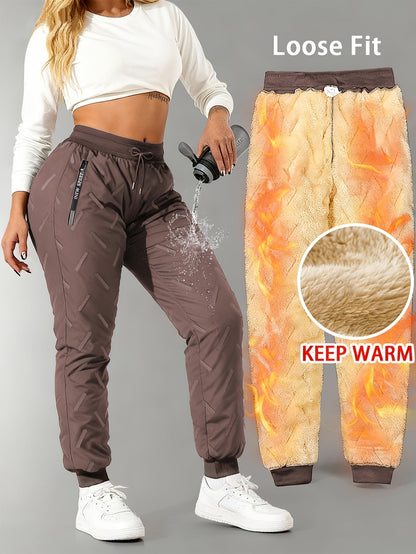 Damen Gefütterte Jogginghose Warm Winter Cargohose Sporthose