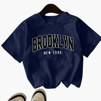 Women's Urban Streetwear T-Shirt "Brooklyn New York" – Casual College Style for Leisure and Everyday Wear