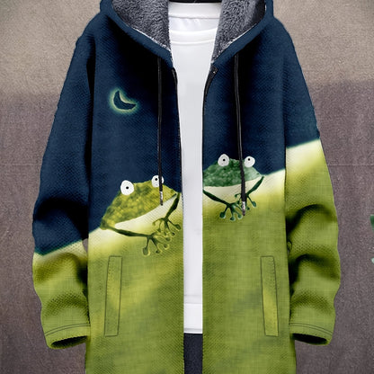 Hoodie Jacke mit Reißverschluss und Muster, Langarm, gefüttert