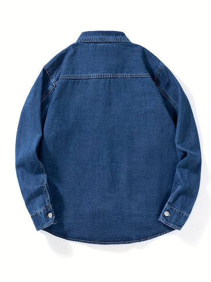 Dark gray denim shirt jacket with chest pockets