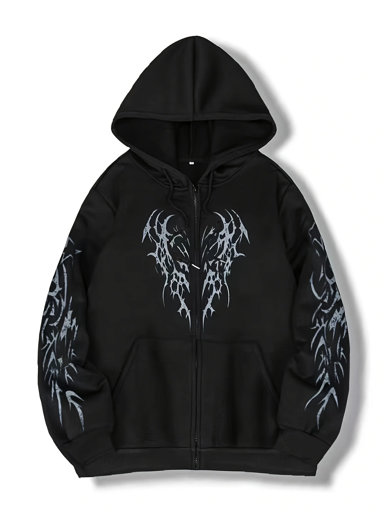 Hooded jacket with a zipper and graphic print