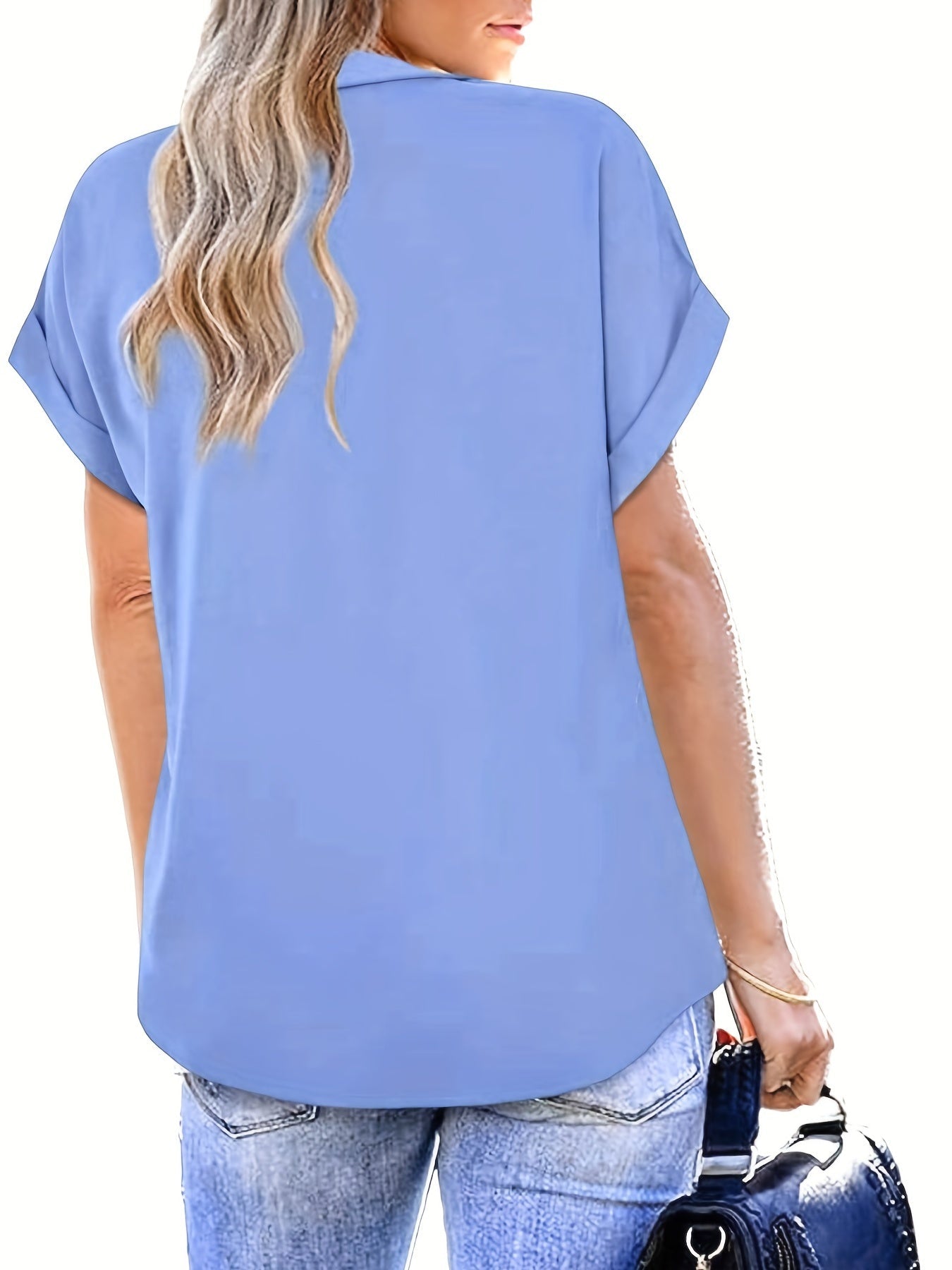 Women's Blouse Elegant Casual Short Sleeve V-Neck Summer Top