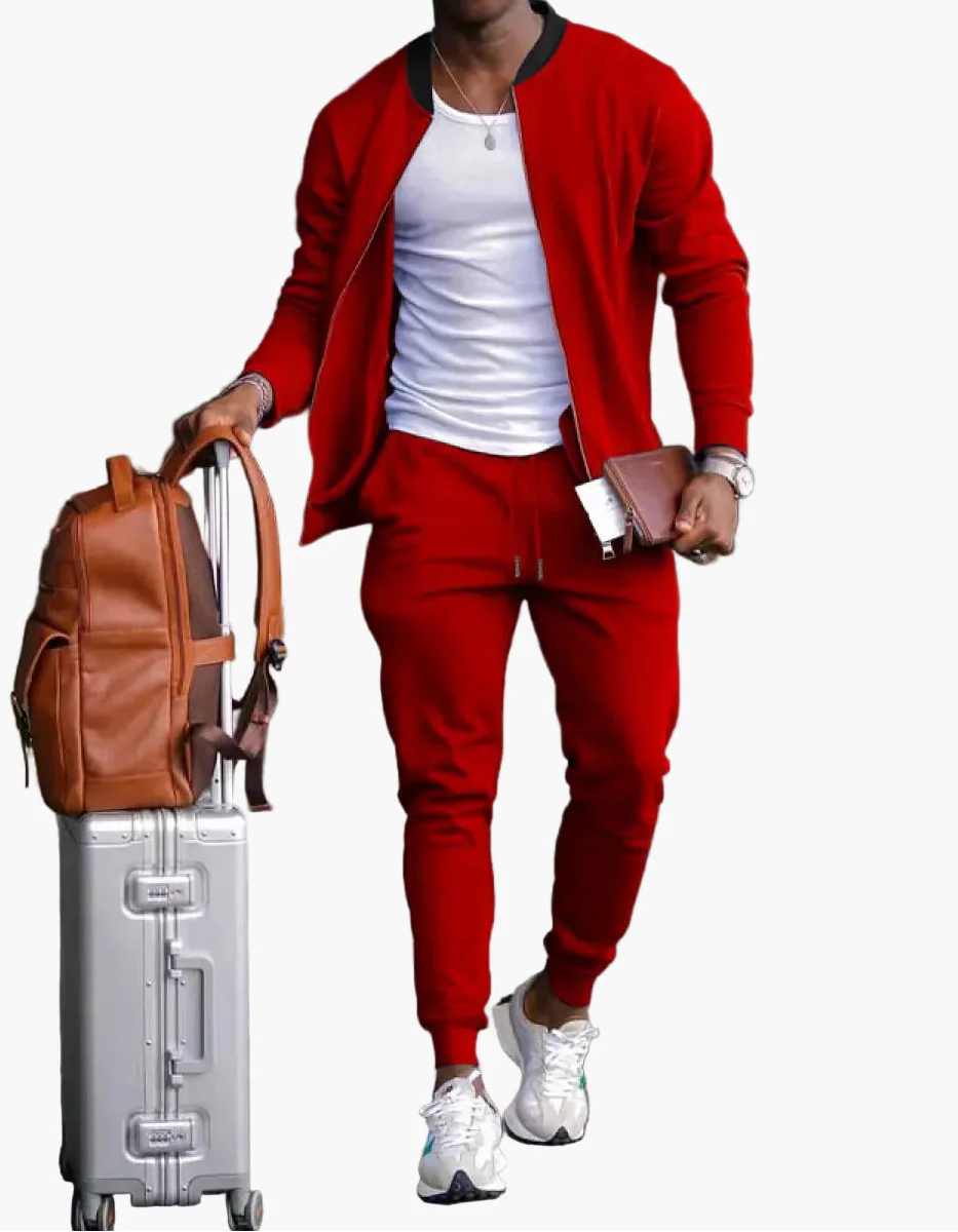 Men's Exercise Suit Set – Contemporary Sports and Leisure Outfit for Travel & Everyday Use