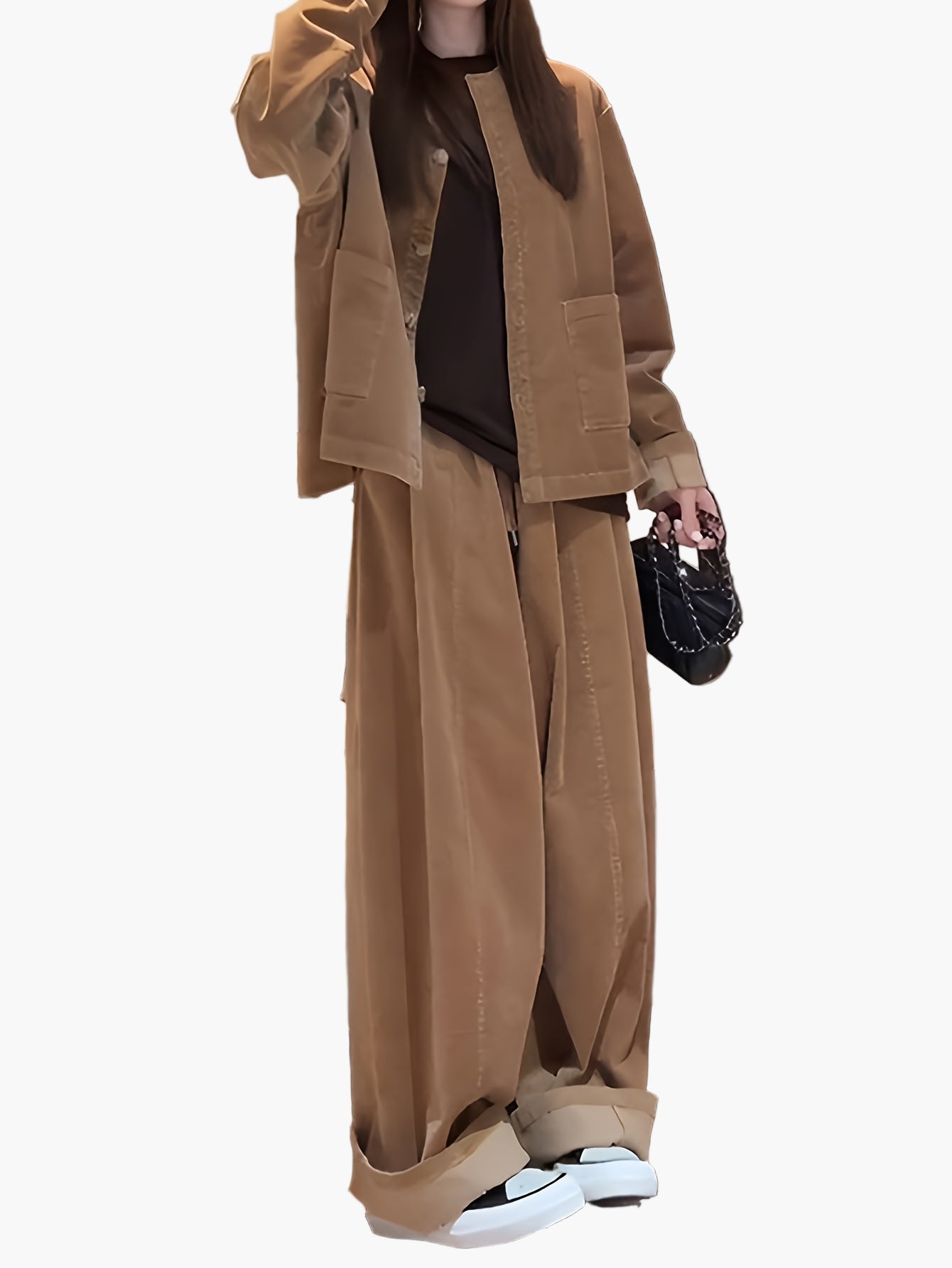 Women's Oversized Suit Two-Piece Set – Elegant Casual Look for Autumn and Winter
