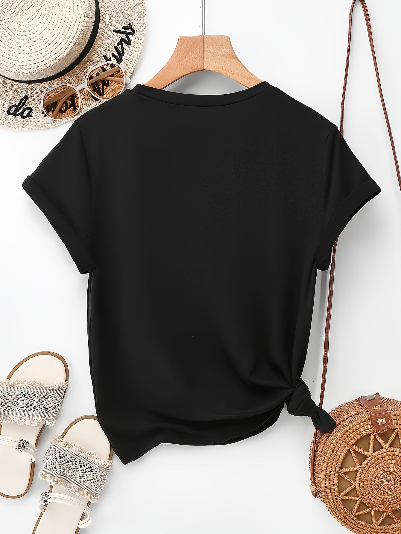 Damen T-Shirt mit Glitzer-Herz-Print, Casual Sommer Style