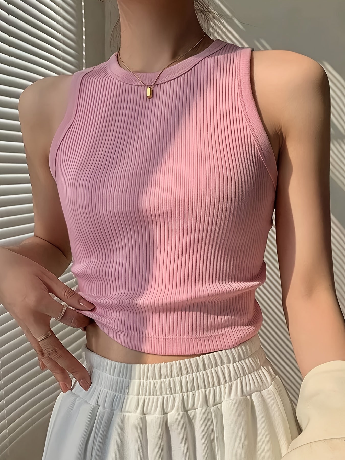 Women's Basic Ribbed Tank Top for Everyday, Sports, and Layering – Fitted Cut