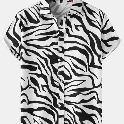Herren Kurzarm Resort Hemd mit Zebra Muster – Modisches Statement für Freizeit und Urlaub