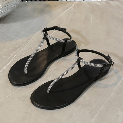 Damen Sandalen mit Strass – Elegante T-Bar Sommerschuhe für Abend, Urlaub & Freizeit