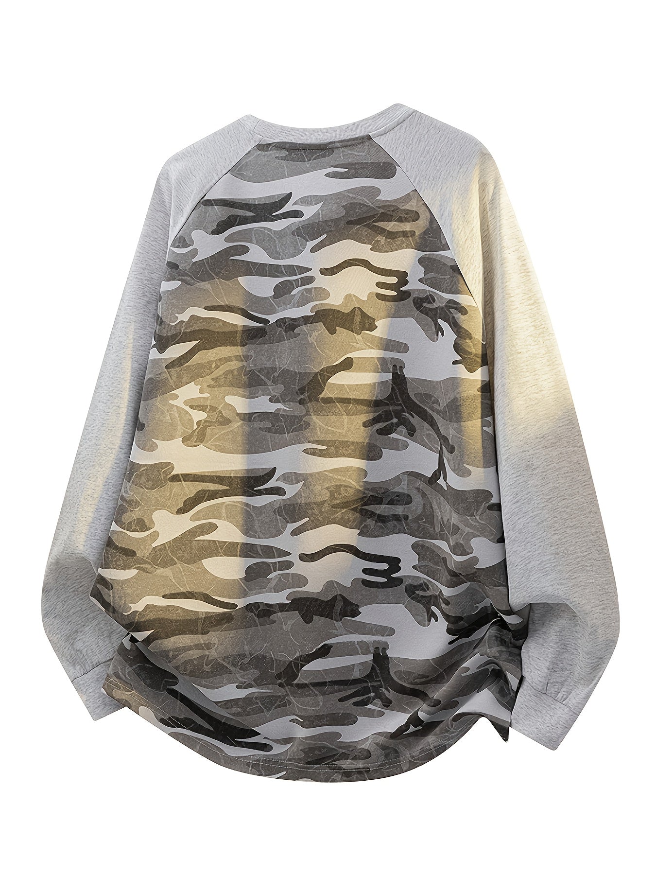 Unisex long-sleeve shirt, camouflage, raglan sleeves, crew neck, casual