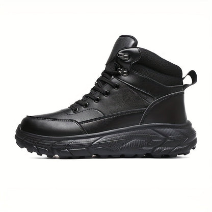 Herren Stiefel Schwarz mit Schnürsenkeln und Profilsohle
