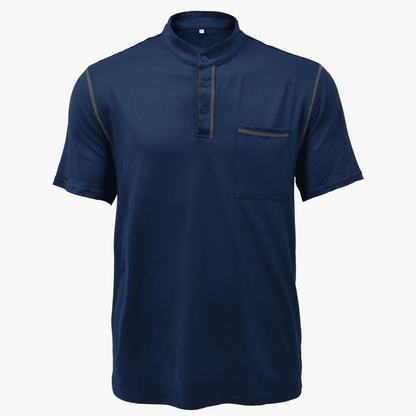 Men's Henley Shirt with Chest Pocket – Modern Casual Shirt with Contrasting Seams and Button Placket, Stylish for Everyday and Leisure