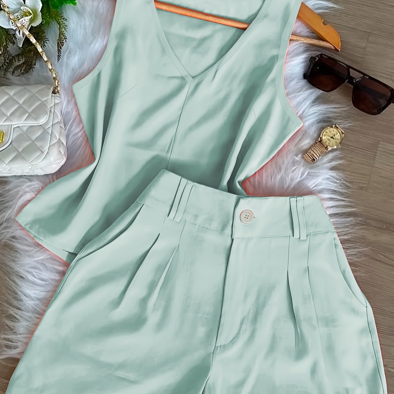 Women's Two-Piece Set – Elegant Top and Shorts for Spring & Summer, Leisure & Everyday Wear