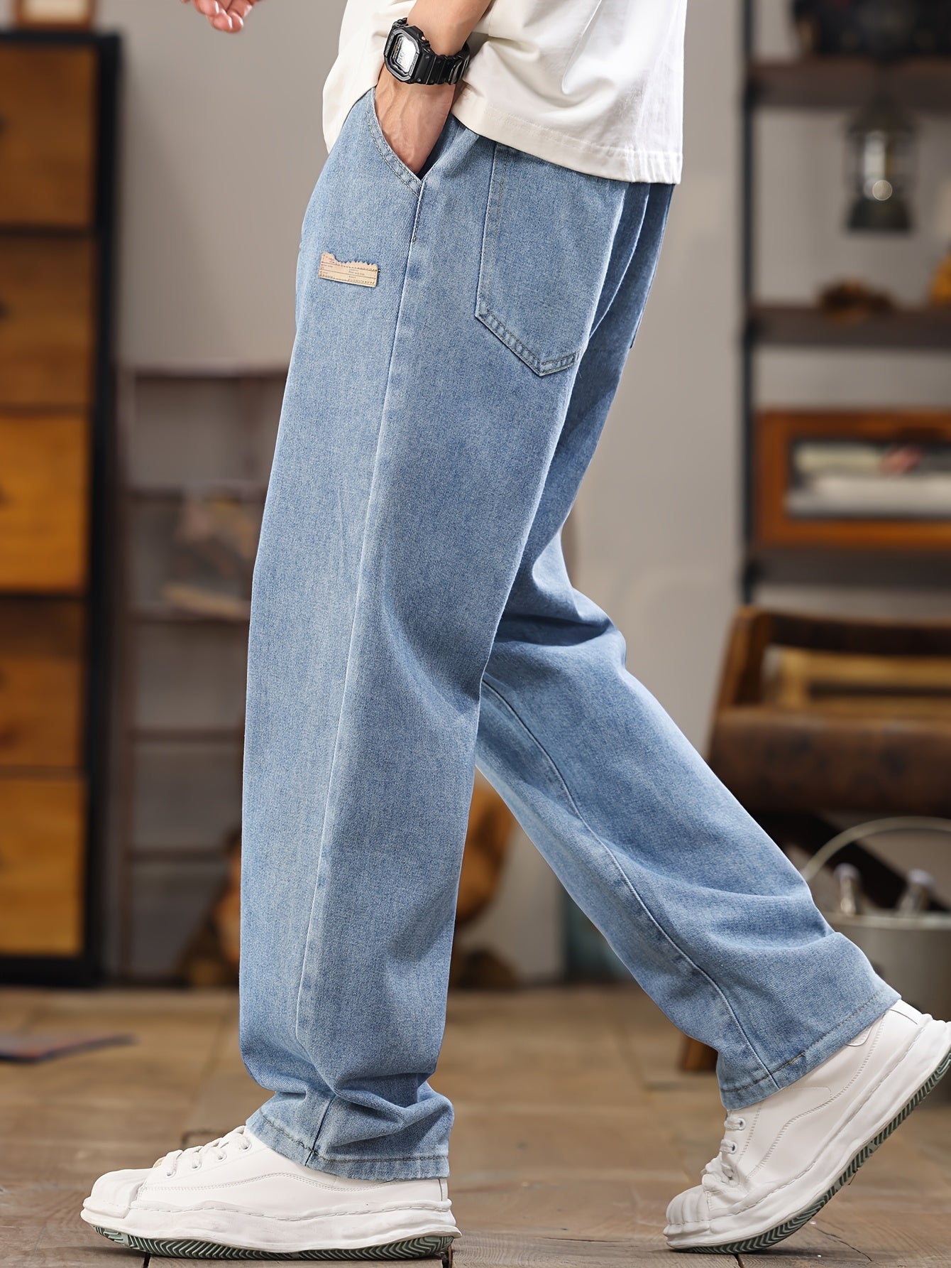 Men's Relaxed Fit Jeans Joggers with Drawstring for Casual Leisure Looks