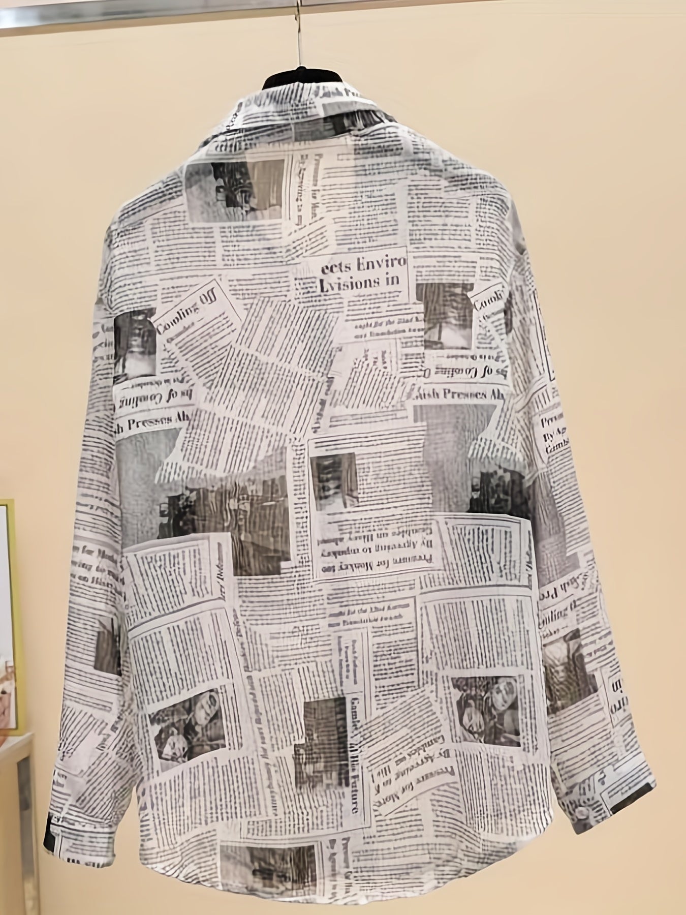 Women's blouse with newspaper print and shorts – fashionable set for leisure and everyday wear