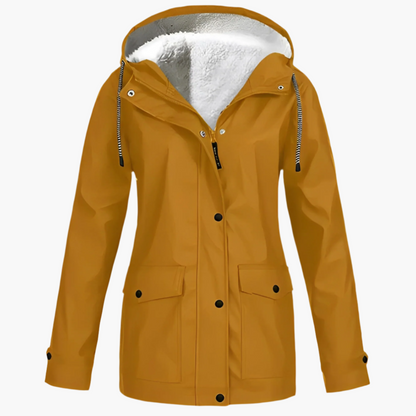 Women's Winter Rain Jacket with Fleece Lining – Waterproof Outdoor Jacket for Cold Days