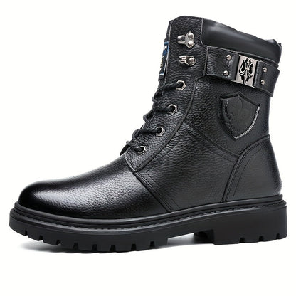 Men's winter boots, lace-up boots with a lug sole, black or brown, warm-lined